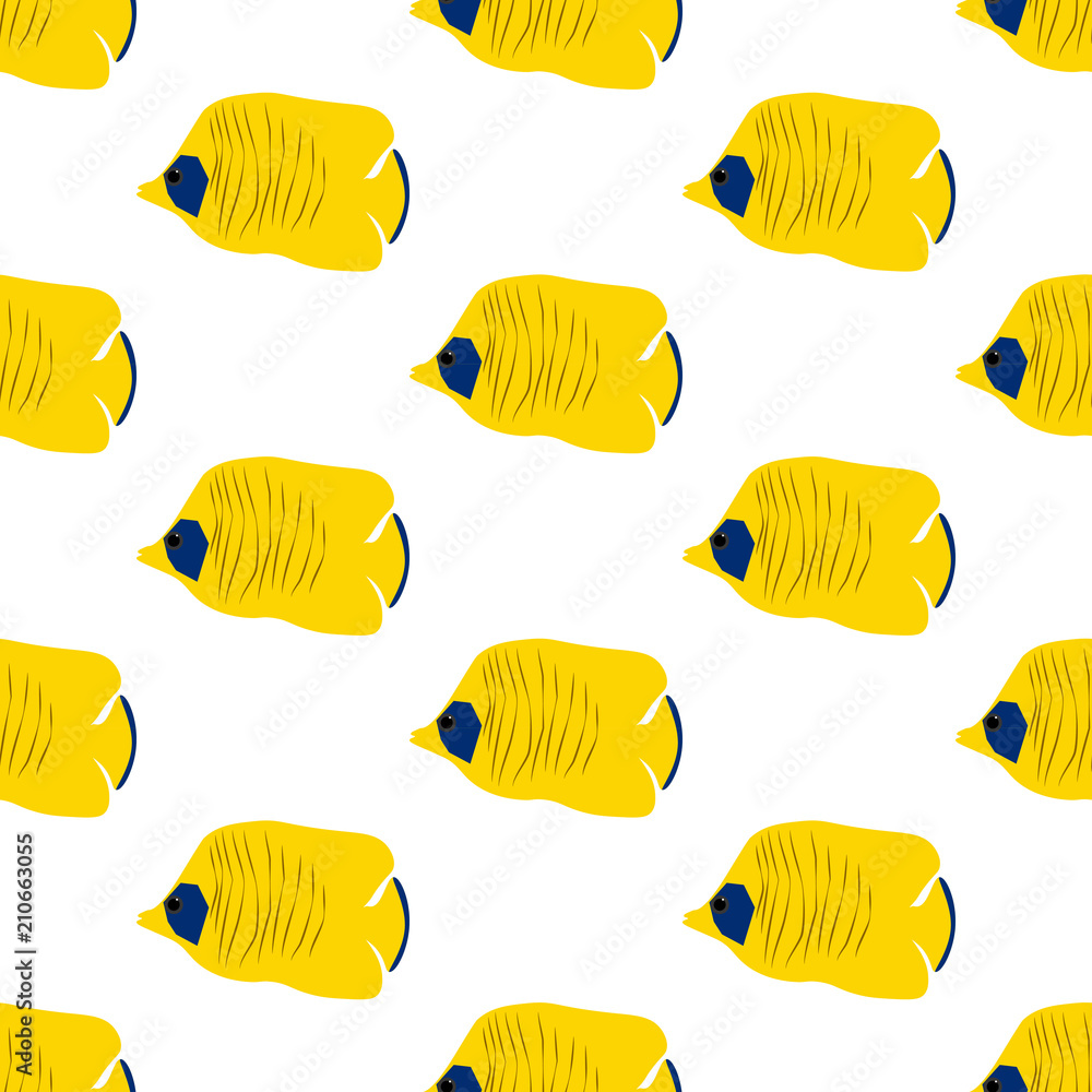 Fototapeta premium Chaetodon auriga Butterflyfish seamless pattern