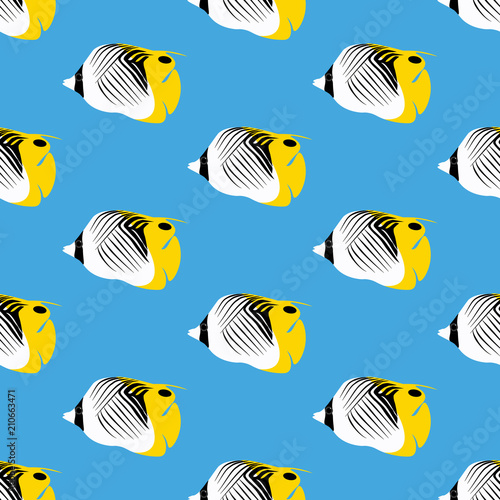 Treadfin Butterflyfish seamless pattern photo