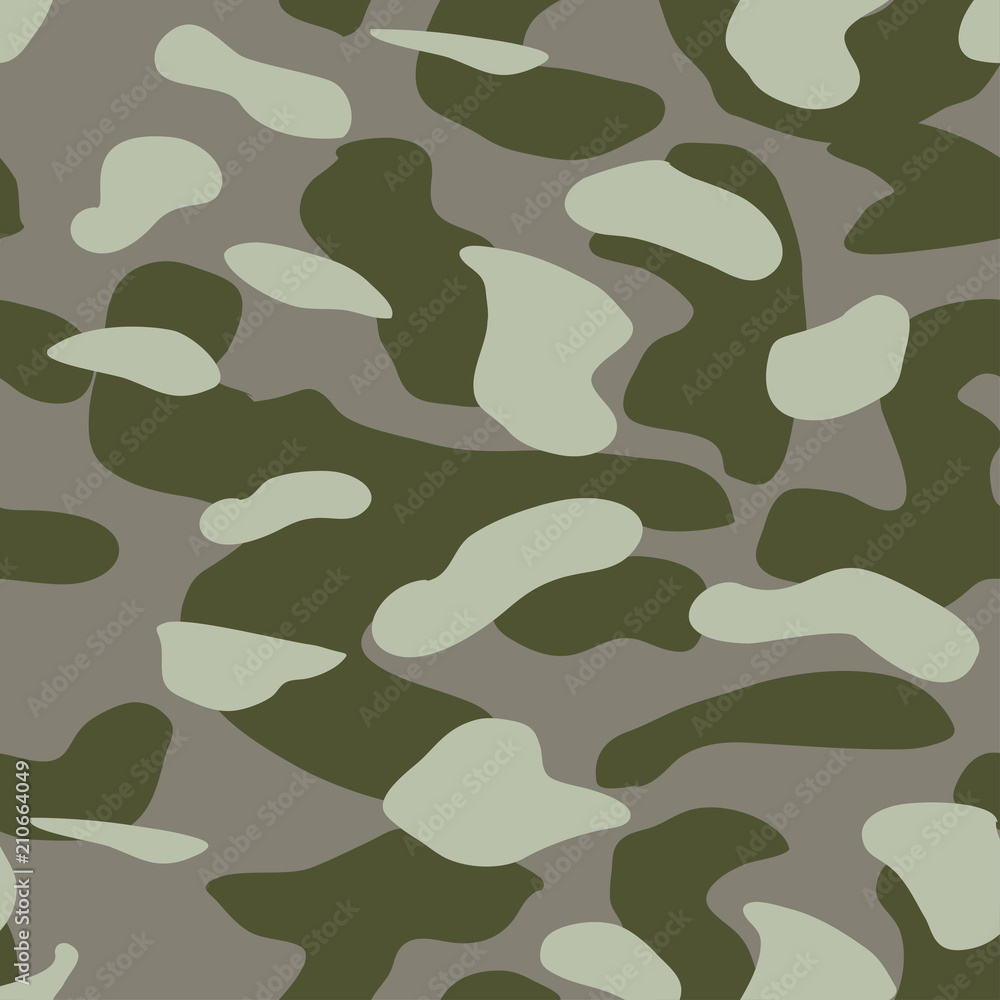 Camouflage pattern background seamless vector illustration. Classic military clothing style. Camo repeat texture shirt print. Grey khaki navy olive colors marines texture Camouflage pattern background seamless vector illustration. Classic military clothing style. Camo repeat texture shirt print. Grey khaki navy olive colors marines texture