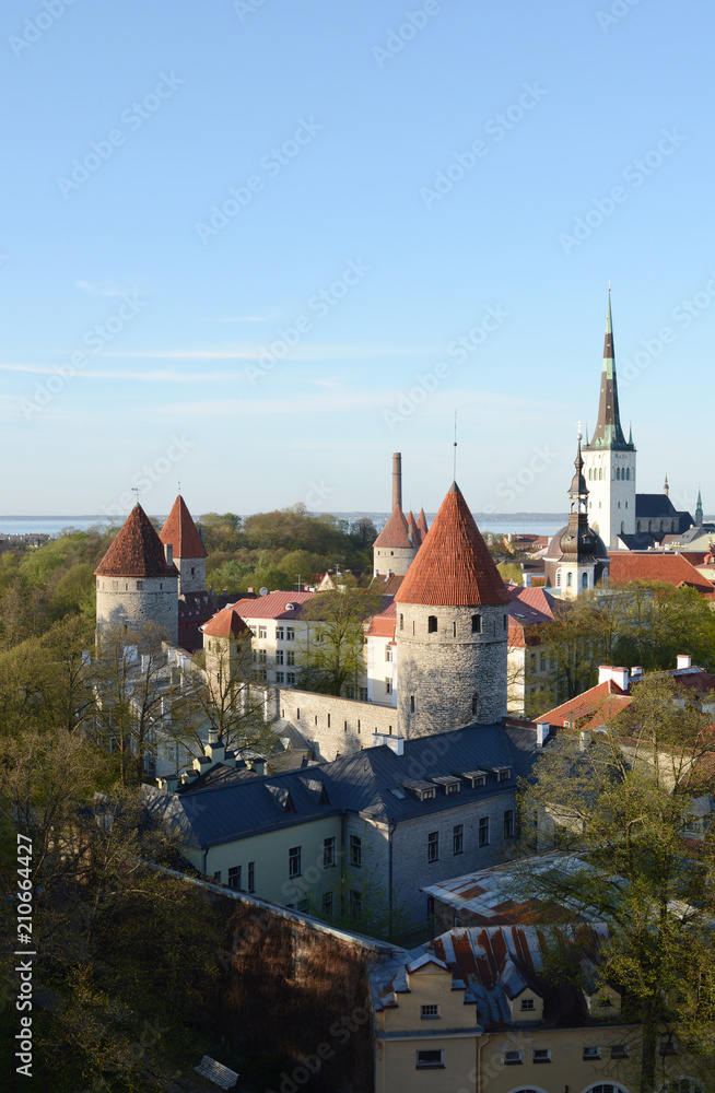 Medieval towers in the city wall around Tallinn, Estonia