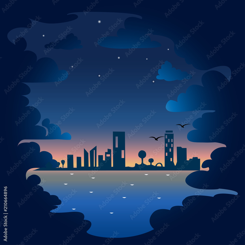 Fototapeta premium night clouds and sea background