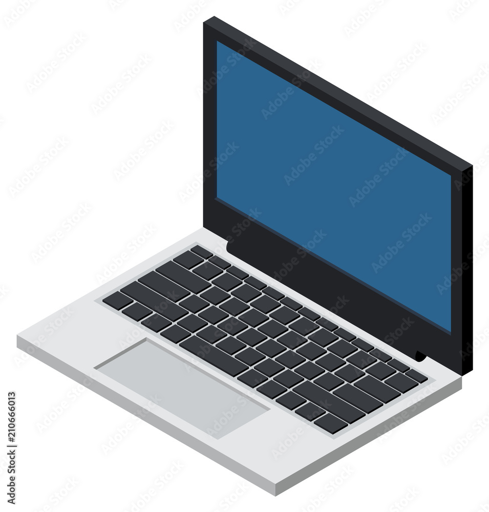 Open laptop isometric icon isolated on white