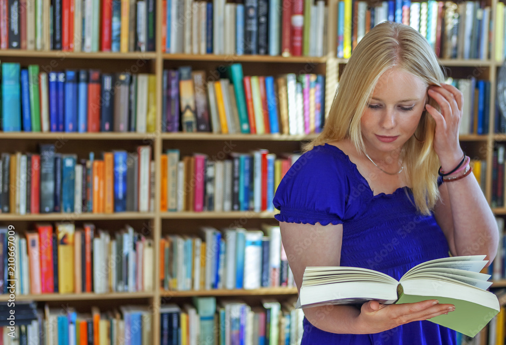 Blonde bookreader in study Blonde bookreader in study