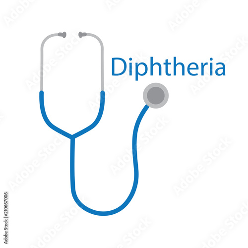 Diphtheria word and stethoscope icon- vector illustration