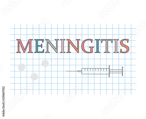 meningitis word on checkered paper sheet- vector illustration