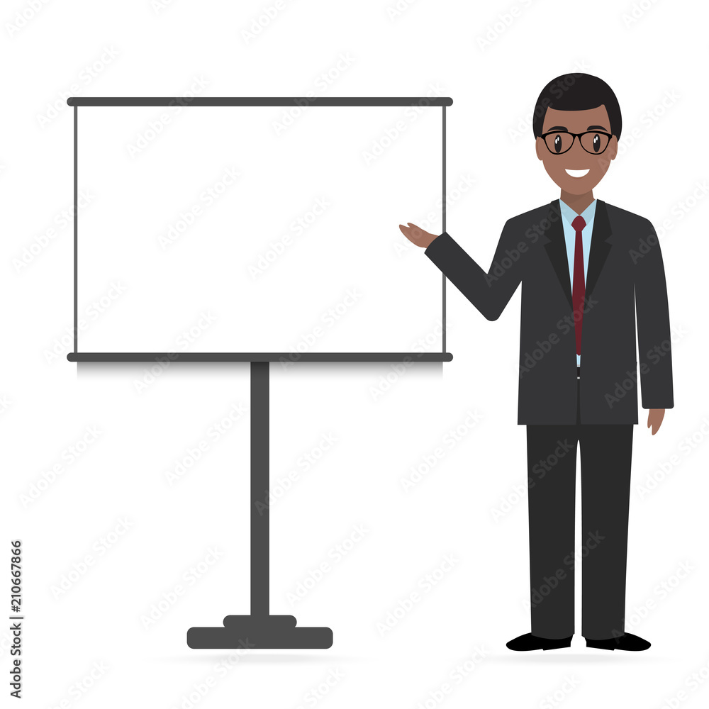 Man standing and presentation icon. Meeting Business icon Man standing and presentation icon. Meeting Business icon