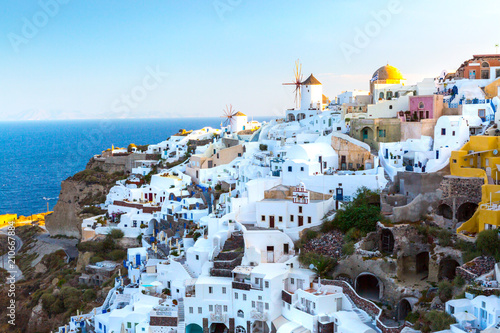 View of Oia the most beautiful village of Santorini island in Greece.