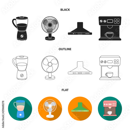 Blender, extractor and other equipment.Household set collection icons in black,flat,outline style vector symbol stock illustration web.