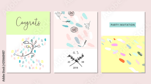 Wallpaper Mural Set of artistic hand drawn creative greeting cards Torontodigital.ca
