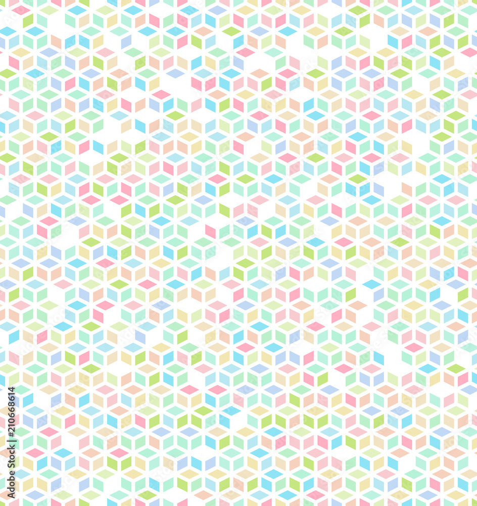 Seamless Pattern of Multicolored Cube, Abstract Background, Vector Illustration