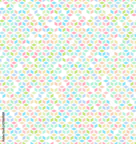 Seamless Pattern of Multicolored Cube, Abstract Background, Vector Illustration