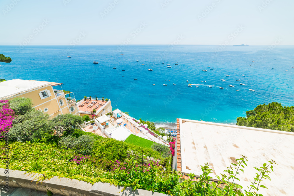Blue sea in world famous Positano shore