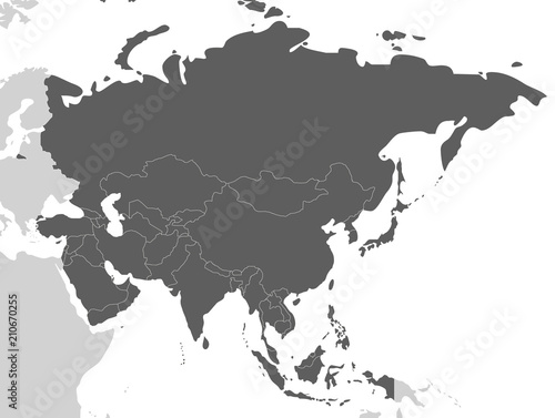 Political blank Asia Map vector illustration isolated on white background. Editable and clearly labeled layers. photo