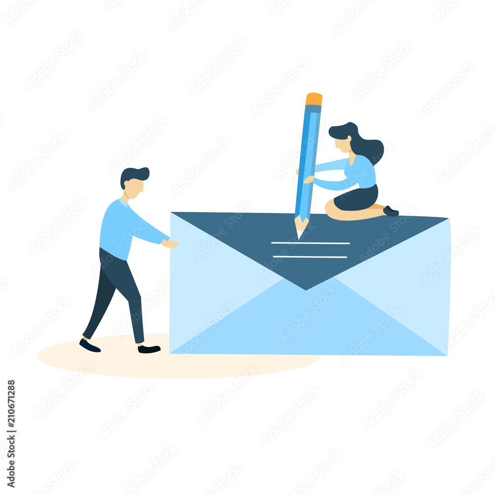Man and woman with letter. Man and woman with letter.