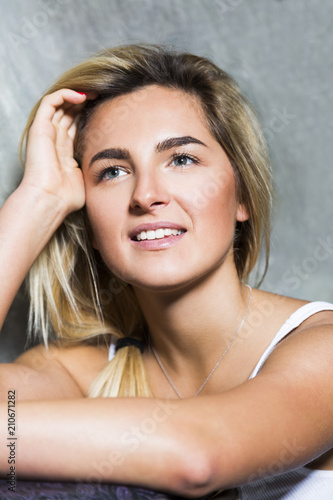 Portrait of young sexy blonde hair beautiful girl