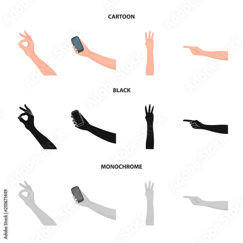 Sign Language cartoon,black,monochrome icons in set collection for design.Emotional part of communication vector symbol stock web illustration.