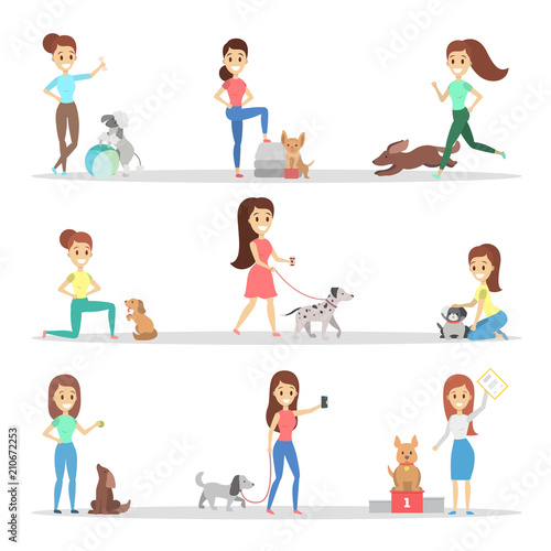 People with dogs set.