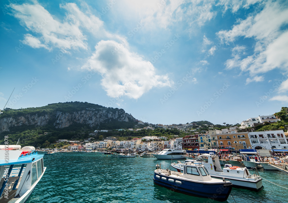 Boats in world famous Amalfi harbor