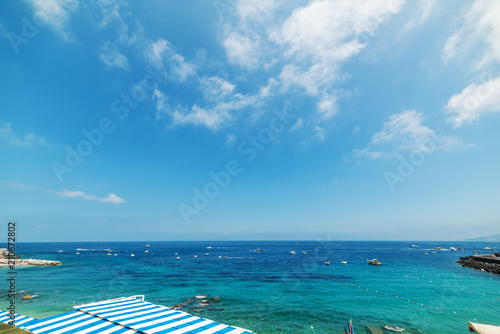 Clouds over world famous Marina Grande beach in Capri island