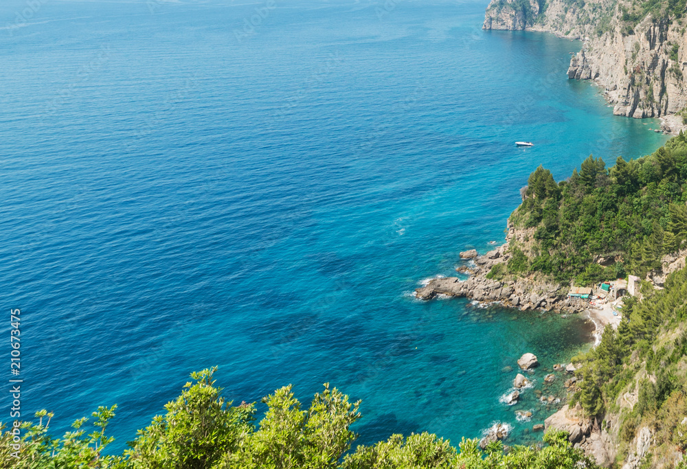 Rocky shore in world famous Amalfi coast Rocky shore in world famous Amalfi coast