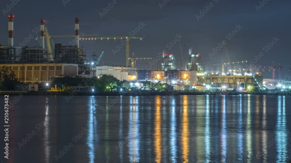 Timelapse night to day - Power Plant-Power Supply in the morning. Timelapse night to day - Power Plant-Power Supply in the morning.