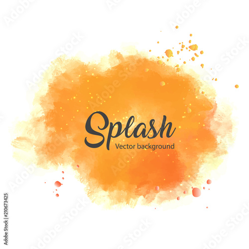 Yellow spot, watercolor abstract hand painted background