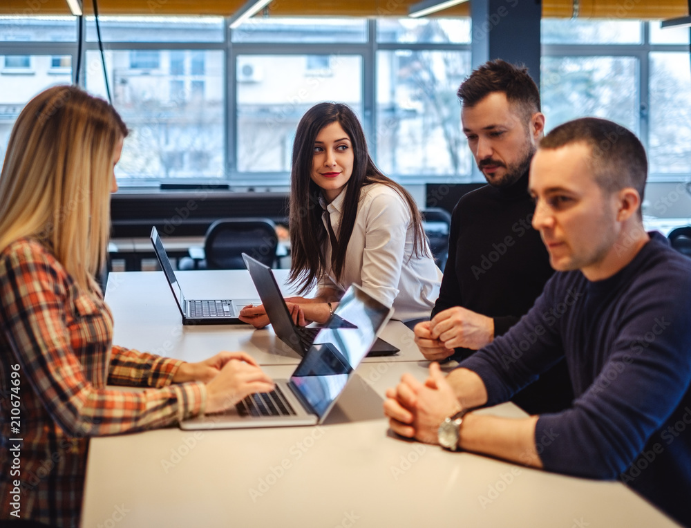 Girl having a crush on colleague at office meeting Girl having a crush on colleague at office meeting