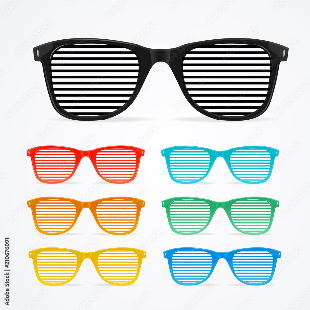 Sunglasses Striped Colorful Set Retro Concept. Vector Stock Vector ...