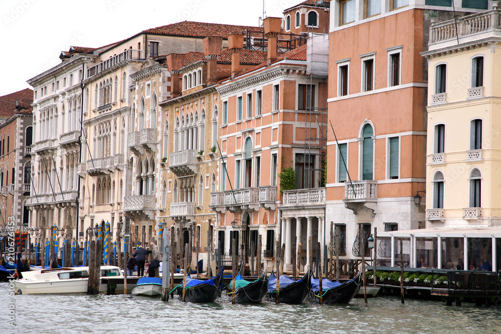 VENICE, ITALY - MAY 8, 2010: View of the Grand Canal whit traditional Gondola in Venice, Italy.
