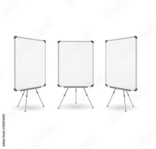 Realistic Detailed 3d White Board Set. Vector