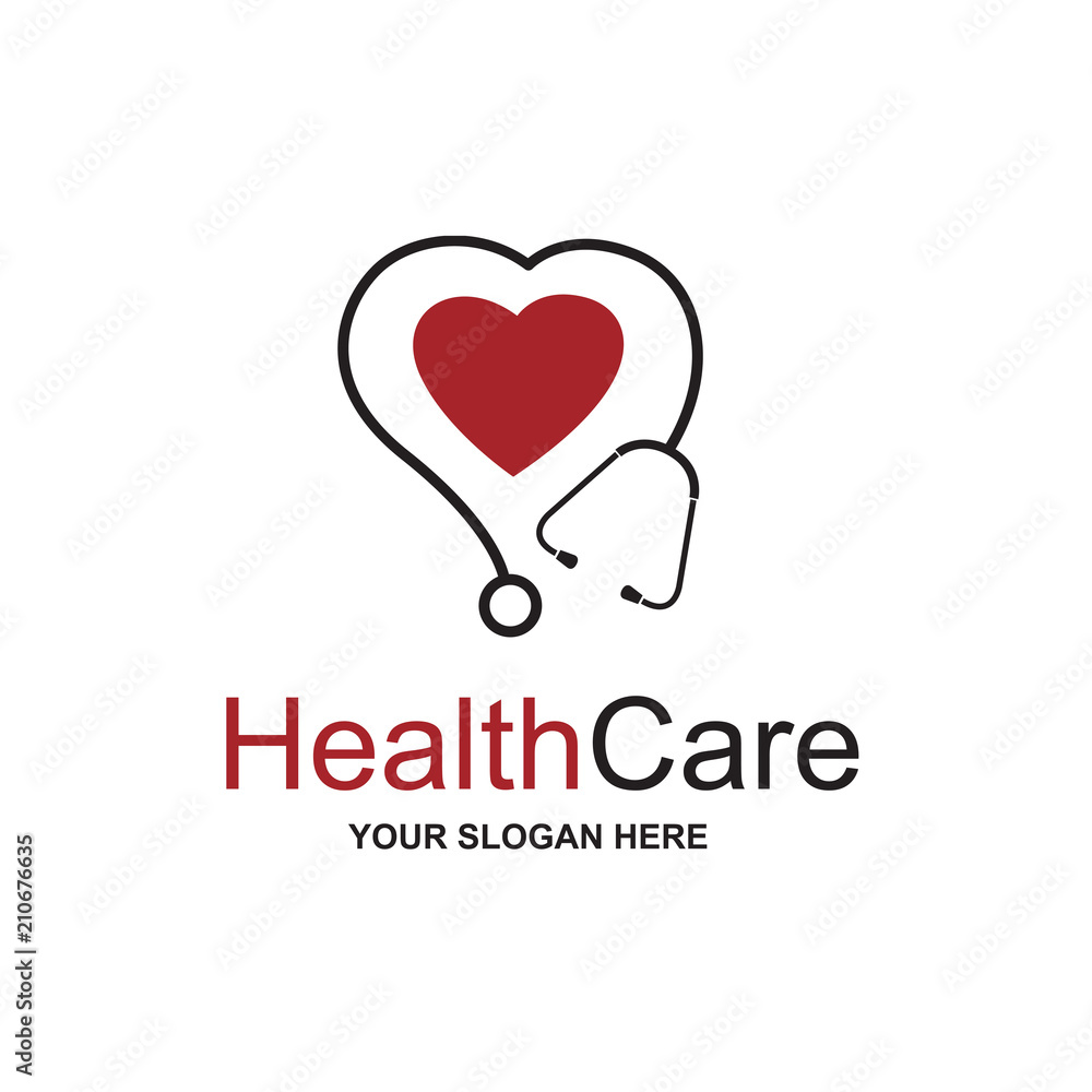 abstract medical halth care icon with stethoscope and heart