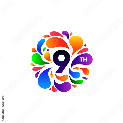 Anniversary color drops isolated on white background. Vector illustration.