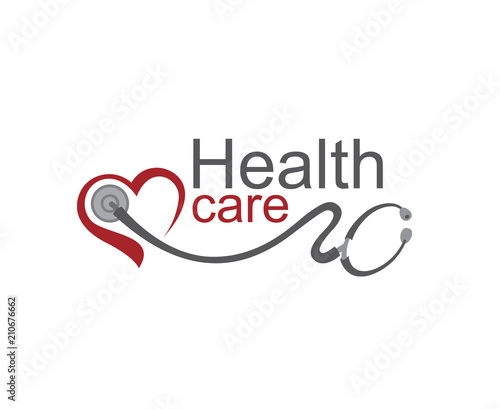 abstract medical halth care icon with stethoscope and heart