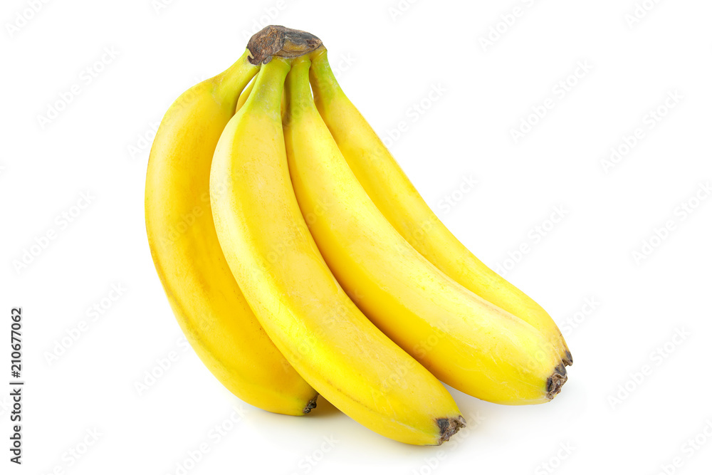 Banana fruit closeup on white