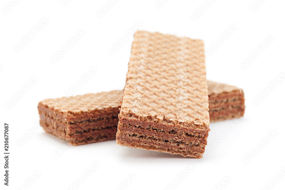 Brown wafers stick on white Brown wafers stick on white