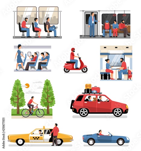 Transportation Vehicles People Set 
