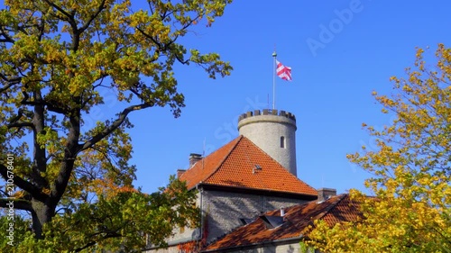 Turm von der Sparrenburg im Herbst. Stadt Bielefeld in Westfalen Deutschland 