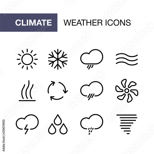 Conditioning icons set for simple flat style weather ui design