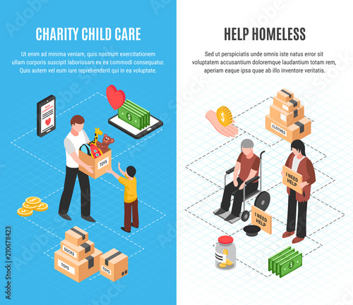 Charity Isometric Vertical Banners