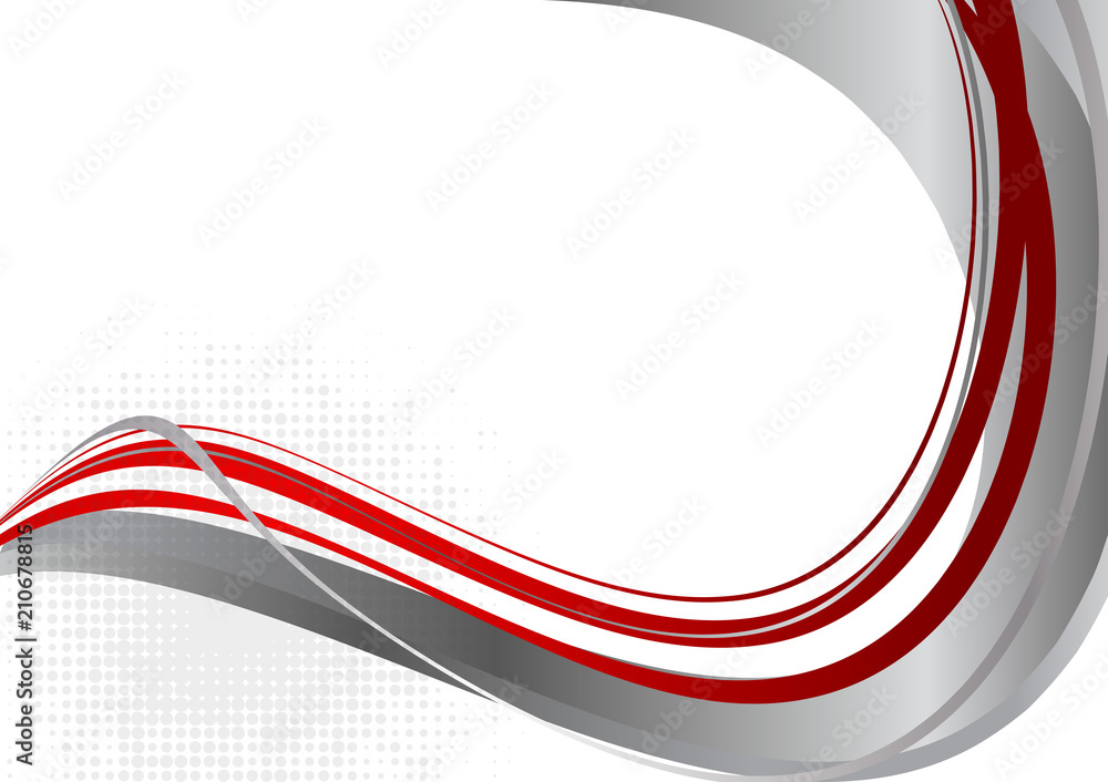 Wave red and gray color abstract background with copy space. Vector