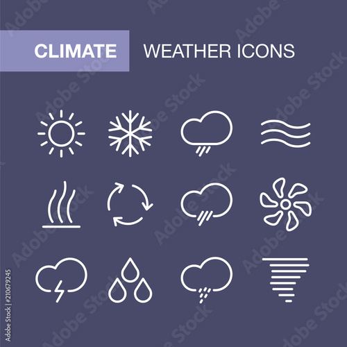 Conditioning icons set for simple flat style weather ui design