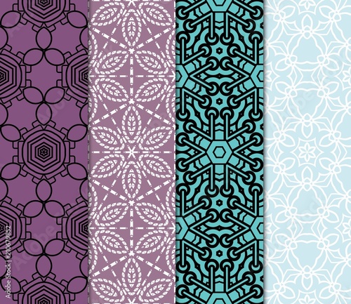 set of seamless vector pattern. geometric ornament. interior decoration, wallpaper, presentation, fashion design.