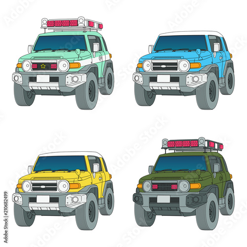 コミカルなタッチの四輪駆動車