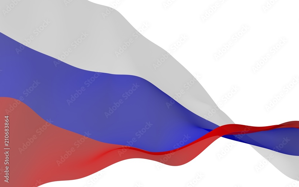 Naklejka premium Waving flag of the Russian Federation. The National. State symbol of the Russia. 3D illustration