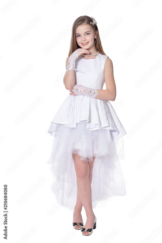 Happy little girl in carnival costume