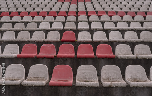 Vintage Stadium Chairs old time not used with dust red and white colors