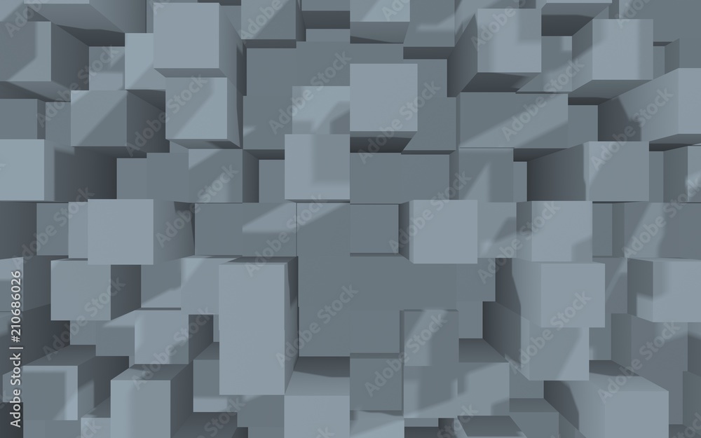 Abstract gray elegant cube geometric background. Chaotically advanced rectangular bars. 3D Rendering, 3D illustration Abstract gray elegant cube geometric background. Chaotically advanced rectangular bars. 3D Rendering, 3D illustration