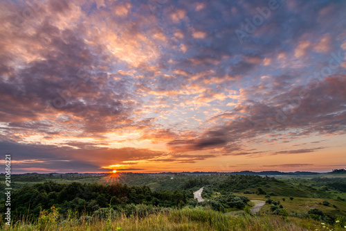 Canvas Print Sun and Clouds and Landscape