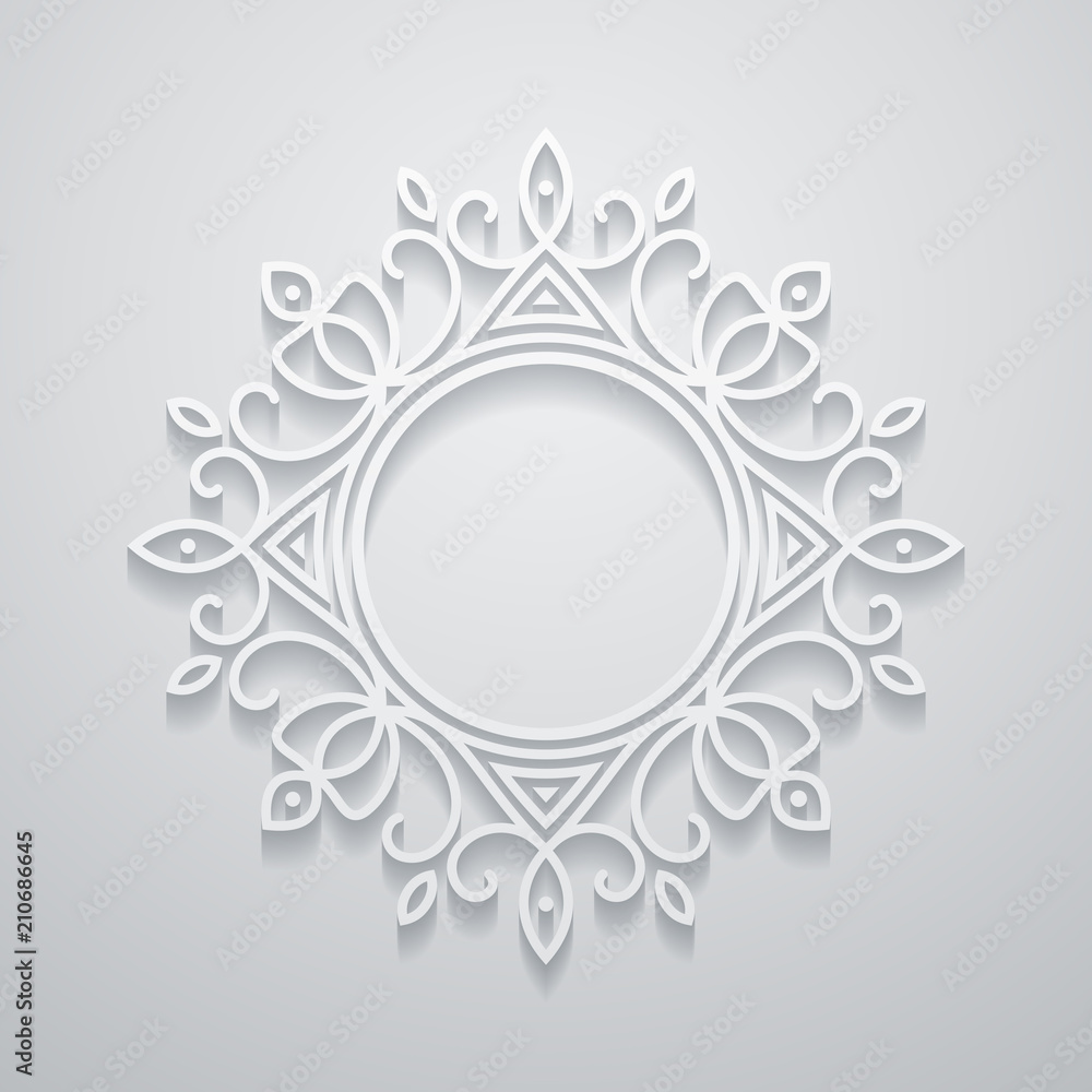 White decorative frame with shadow. Template for your design White decorative frame with shadow. Template for your design