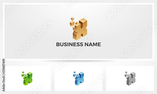 Letter X Block Stack Build Logo